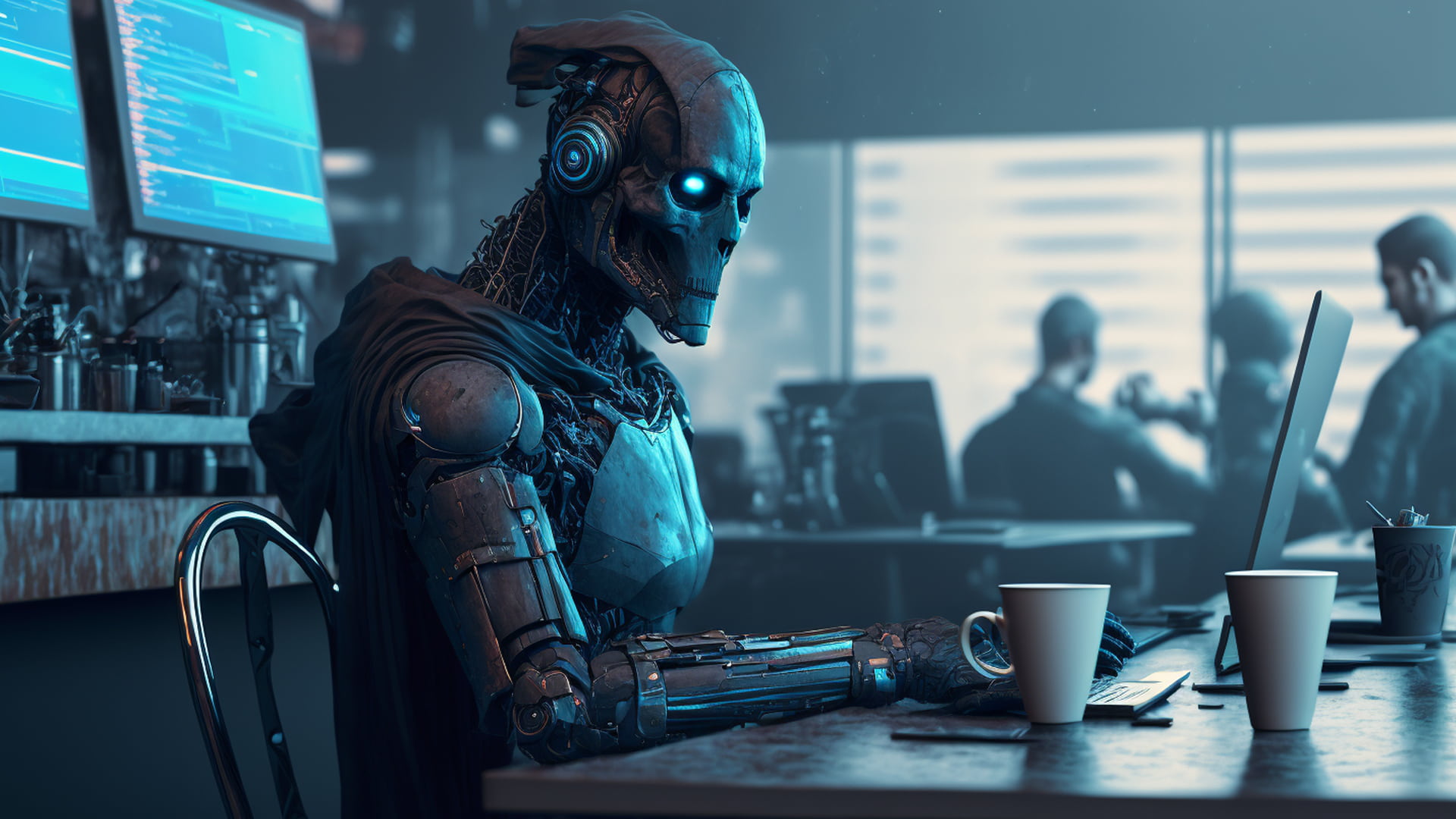 Coffee drinking robot